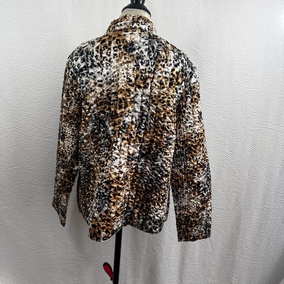 Ruby Rd Crinkle Jacket Womens Plus 2X Animal Print Cheetah Print Zip Up - Picture 5 of 11
